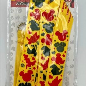 SEALED - Disney Mickey Mouse & Friends Yellow and Red Lanyard w/ Badge Holder